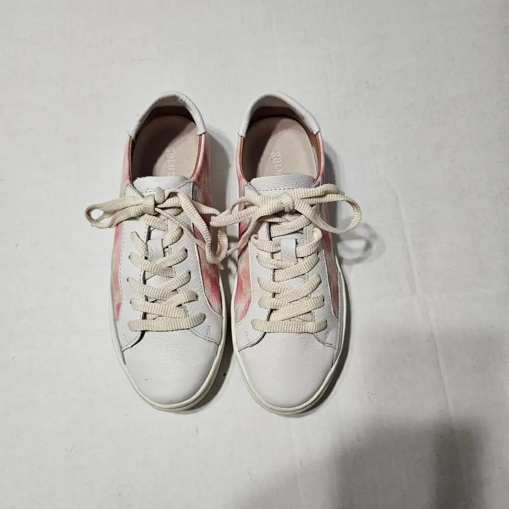 SOLUDOS The Ibiza Classic Sneaker Leather Floral Pink White Size 6.5